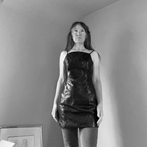 NWT Black Topshop Faux Leather mini dress, Size 6